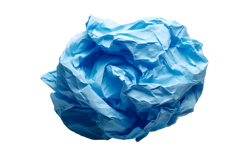 Crumpled blue paper ball on black background