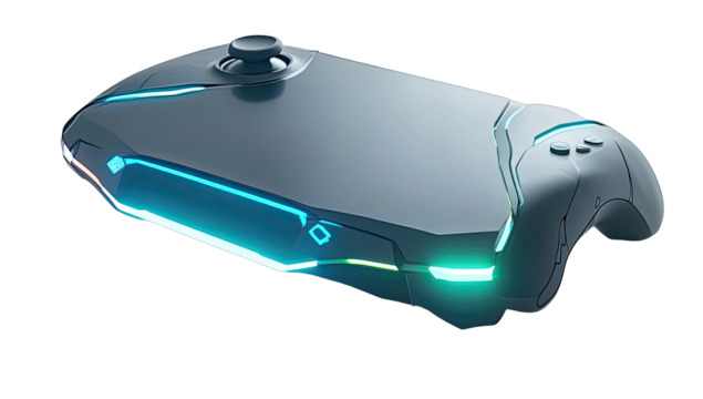 Modern gaming handheld device with glowing accents