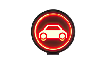 Illuminated car icon on a dark background