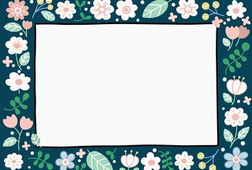 北欧風フラワーフレームのポストカード