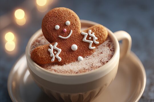 Gingerbread Man in Hot Chocolate Cup