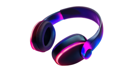Colorful headphones, vibrant glow