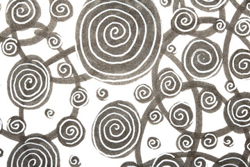 Hand Made Felt Tip Pen Doodle Scribble With Circles Dots and Swirls in Black and White for background