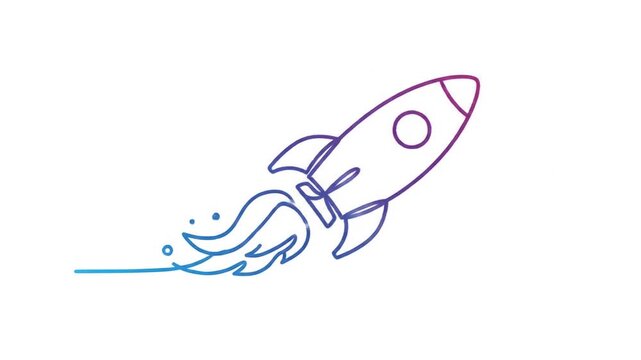Rocket launching into space with vibrant trail effects
