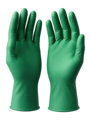 Obraz premium Pair of green latex-free gloves with textured fingertips