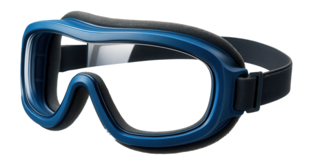 Pair of blue safety goggles with foam seal
