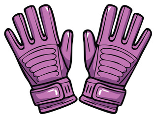 Obraz premium Illustrated purple soccer goalie gloves protective sports equipment vector art