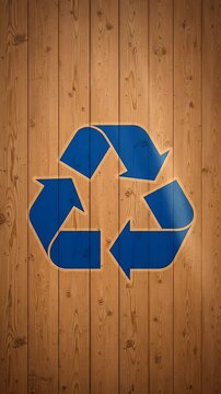 Recycling Symbol On Textured Wooden Background Eco Friendly Concept