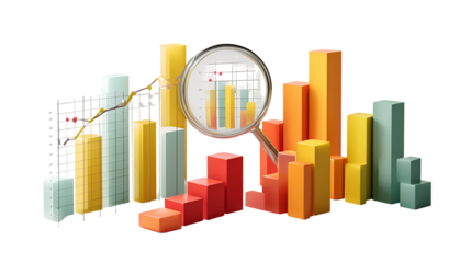 Data Analysis Financial Growth Charts Magnifying Glass