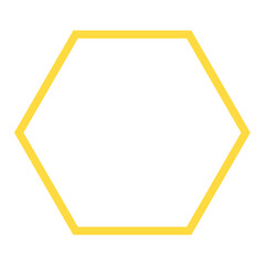 A yellow hexagon with a white background, simple and clean design.
