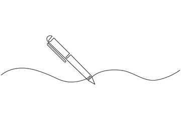 Obraz premium Ball pen continuous one line drawing minimalist outline vector illustration 