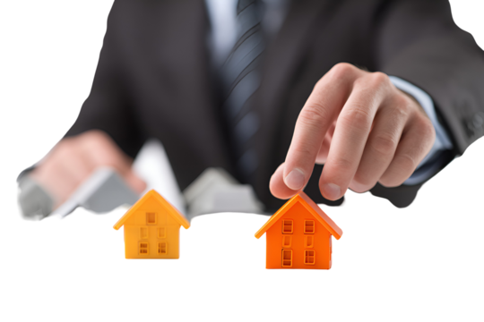 Businessman Choosing House Real Estate Selection