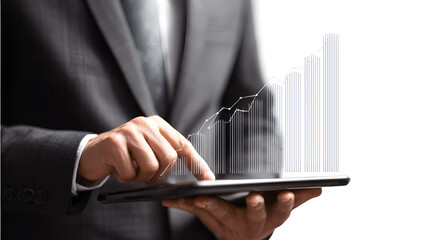 Businessman Analyzing Growth Chart on Tablet