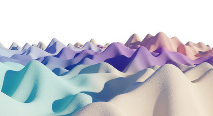 Obraz premium Abstract pastel landscape with smooth mountains isolated on transparent background