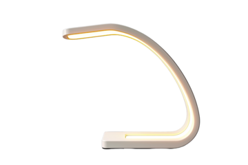 Modern, curved lamp with glowing light