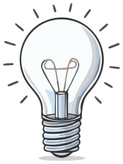 Illustration of a lit lightbulb, representing a new idea, innovation, and bright thinking.