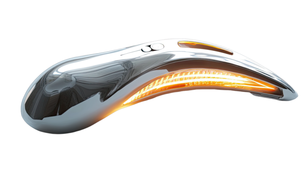 Shiny, futuristic motorcycle tailpiece