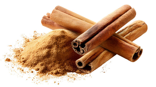 Cinnamon sticks and ground cinnamon powder spice