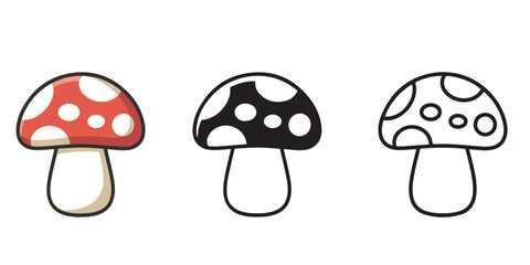 Fototapeta premium mushroom outline coloring book page line art 
