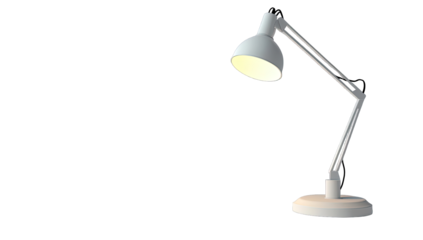 A light gray desk lamp with adjustable arm