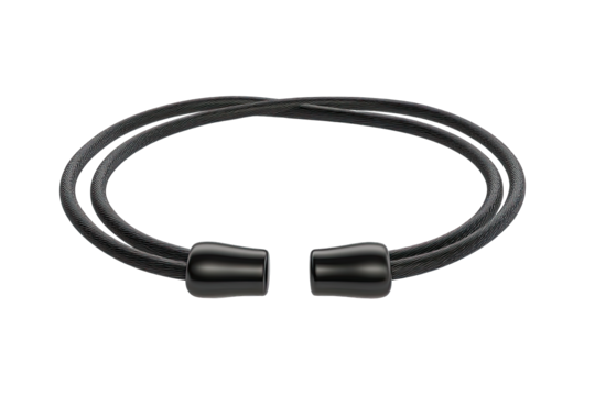 Close-up view of a black bangle bracelet