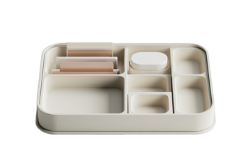 Beige rectangular organizer with compartments