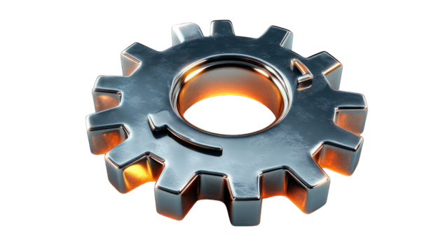 A metallic gear graphic