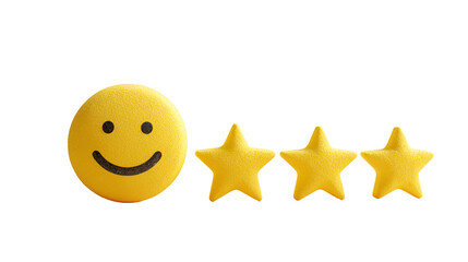 Happy Smiley Face Three Star Rating Excellent Feedback