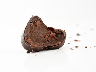 chocolate bombon on white background