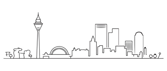 Naklejka premium Johannesburg Cityscape White Line Art South Africa. with white background
