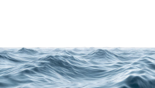 A digitally rendered image of ocean waves