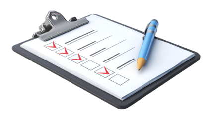 Checklist on Clipboard with Pen Task Management To Do List