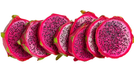 Sliced Dragon Fruit on Black Background