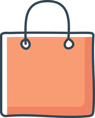 Simple illustration of a coral-colored shopping bag with handles.