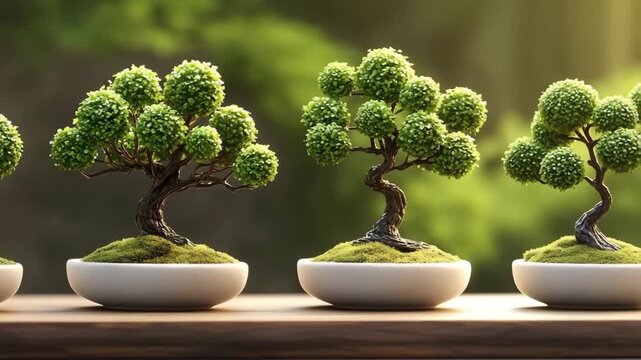 Bonsai trees in pots