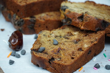 A freshly homemade Loaf Dates Cake