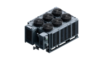 Industrial Cooling Unit with Multiple Fans HVAC System Technology