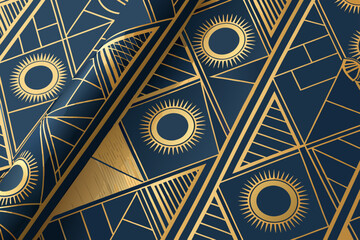 Stunning Bold Deco Vintage Wallpaper With Geometric Gol Professional Photo © Iwan