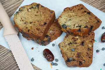 A freshly homemade Loaf Dates Cake