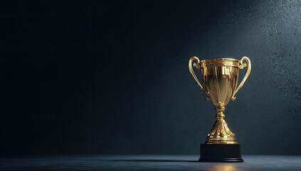 Golden trophy under spotlight
