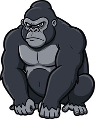 Strong cartoon gorilla with angry face, muscular body, and red eyes, perfect for mascot, gaming, logo, or comic design.
