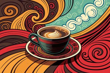Bold Espresso Cup With Dynamic Swirl Professional Photo Perfect for Editorial Content