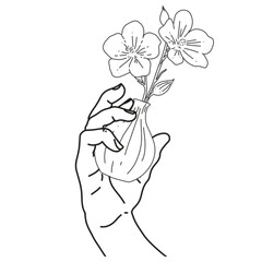 beautiful hand drawn line art vector illustration of a flower plant