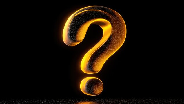 Glowing, golden question mark