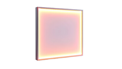 Square illuminated panel, light peach, framed in white