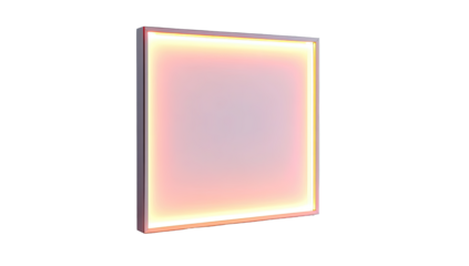 Square illuminated panel, light peach, framed in white