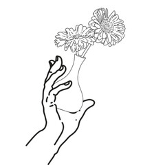 beautiful hand drawn line art vector illustration of a flower plant