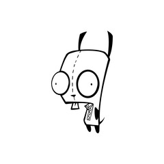funny cartoon robot with white background