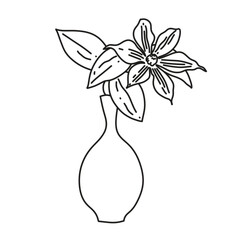 line art vector illustration of beautiful flowers in a pot