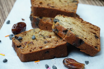 A freshly homemade Loaf Dates Cake